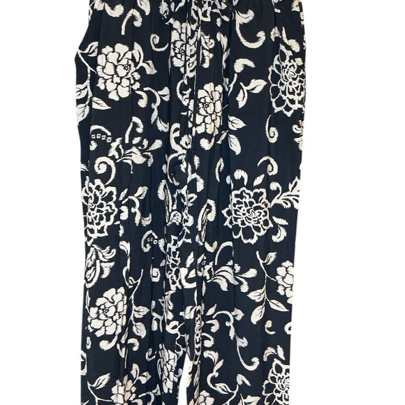 GLG Good Life Gear M Black White Floral Scroll Lounge Pants Drawstring - Picture 2 of 11